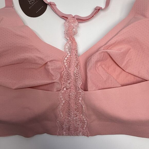 Shapellx Wireless Lace Racerback Pullover Pink Bra Sz Large New - Picture 4 of 7